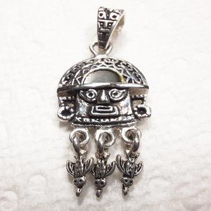 Vintage Sterling Silver Pendant Tribal Witch Doctor
